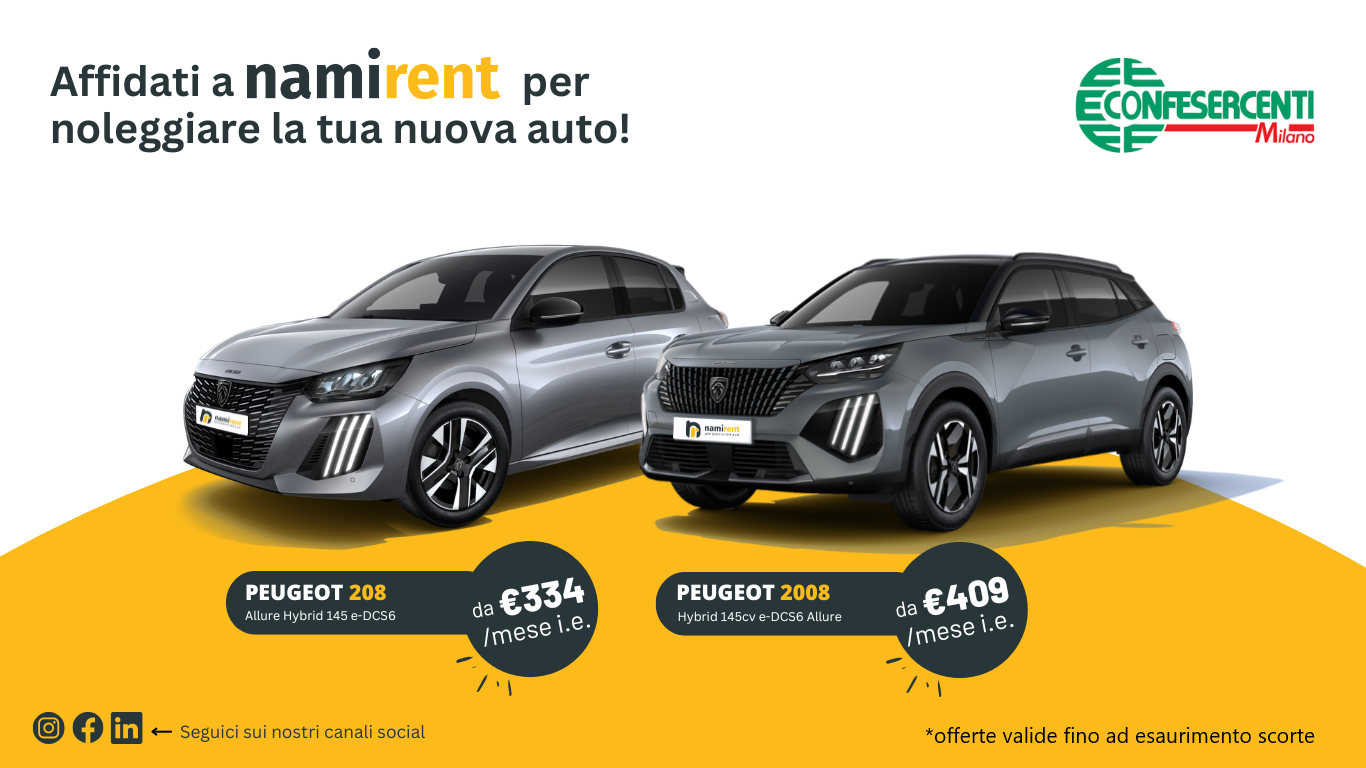 Convenzione per noleggio auto a lungo termine Namirent: promo di luglio per gli Associati